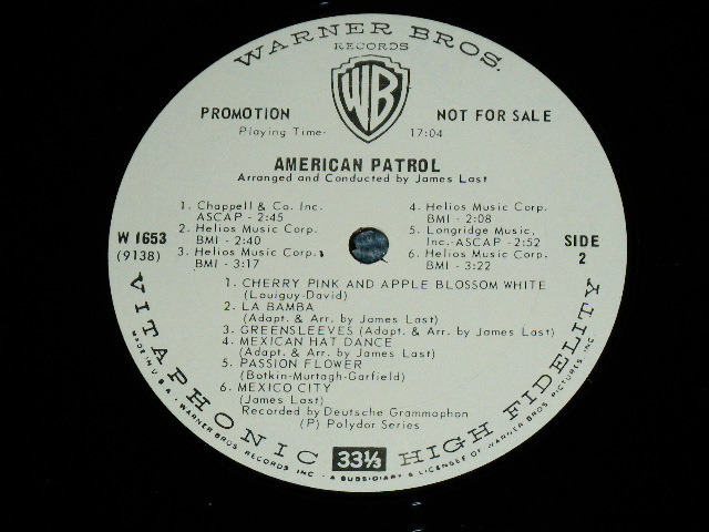 画像: THE AMERICAN PATROL (Arrange & Conduct by JAMES LAST ) - THE HIT INSTRUMENTAL SOUND OF TODAY ( AMERIACH STYLE INST. EASY LISTENING )    / 1966? US AMERICA PROMO MONO Used LP  