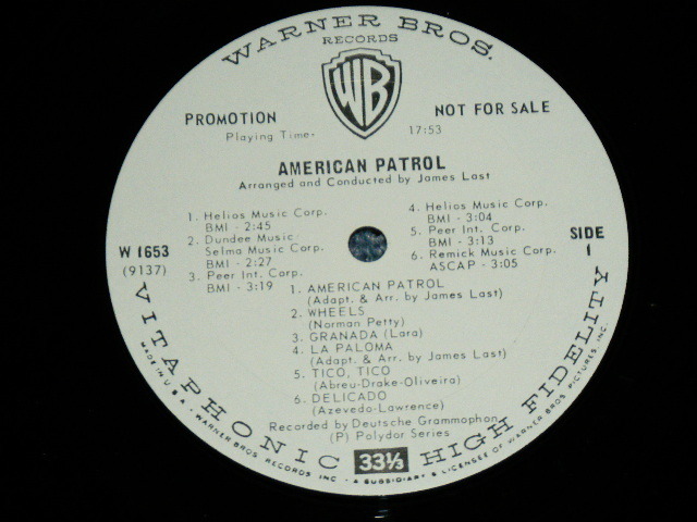 画像: THE AMERICAN PATROL (Arrange & Conduct by JAMES LAST ) - THE HIT INSTRUMENTAL SOUND OF TODAY ( AMERIACH STYLE INST. EASY LISTENING )    / 1966? US AMERICA PROMO MONO Used LP  