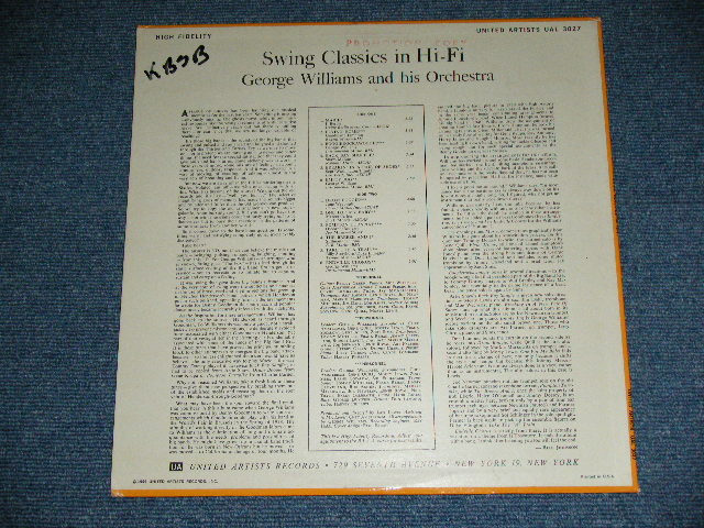 画像: GEORGE WILLIAMS and His ORCHESTRA - SWING CLASSICS IN HI-FI   / 1959 US America ORIGINAL WHITE LABEL PROMO  MONO Used  LP
