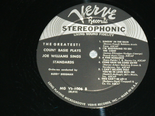 画像: COUNT BASIE JOE WILLIAMS  - THE GREATEST : COUNT BASIE PLAYS JOE WILLIAMS SINGS STANDARD  /  1960 US AMERICA  ORIGINAL 1st Press Label  STEREO Used  LP 