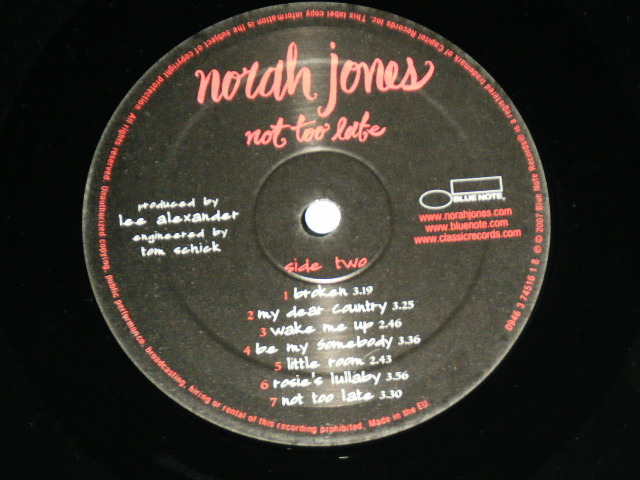 画像: NORAH JONES - NOT TOO LATE / 2007 EUROPE ORIGINAL  Used  LP