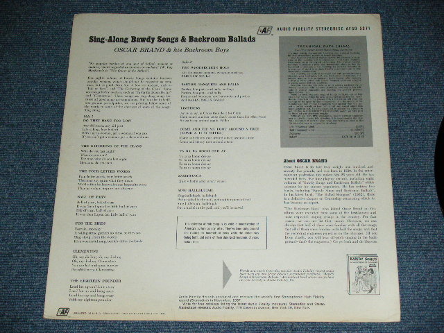 画像: OSCAR BRAND - SING ALONG BAWDY SONGS & BACK ROOM BALLADS / 1962 US AMERICA ORIGINAL  STEREO Used LP 