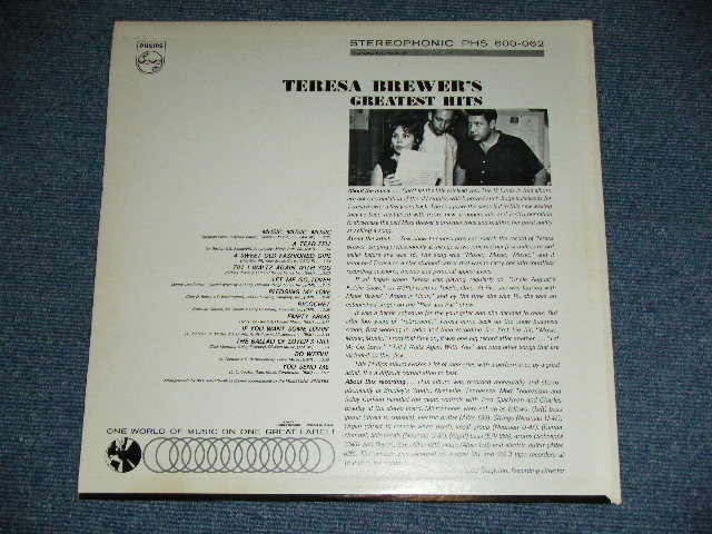 画像: TERESA BREWER - GREATEST HITS   ( Ex+++/Ex+++) / 1962 US AMERICA ORIGINAL STEREO Used LP  