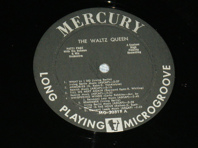 画像: PATTI PAGE   - THE WALTZ QUEEN : 1st Press Jacket : "CUSTOM HIGH FIDELITY" & "MERCURY LOGO" on Right Upper Corner  ( Ex++/Ex+++ )  / 1957 US AMERICA ORIGINAL MONO Used LP 
