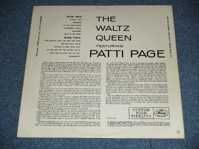 画像: PATTI PAGE   - THE WALTZ QUEEN : 1st Press Jacket : "CUSTOM HIGH FIDELITY" & "MERCURY LOGO" on Right Upper Corner  ( Ex++/Ex+++ )  / 1957 US AMERICA ORIGINAL MONO Used LP 