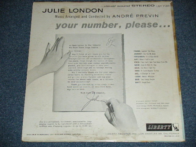 画像: JULIE LONDON - YOUR NUMBER PLEASE ...( Ex+,Ex-/Ex+ ) / 1960 US ORIGINAL STEREO LP