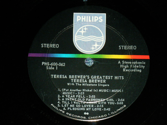 画像: TERESA BREWER - GREATEST HITS   ( Ex+++/Ex+++) / 1962 US AMERICA ORIGINAL STEREO Used LP  