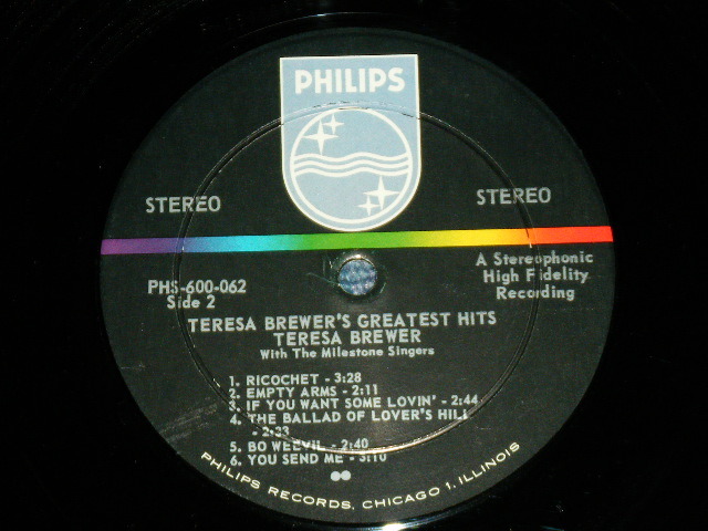 画像: TERESA BREWER - GREATEST HITS   ( Ex+++/Ex+++) / 1962 US AMERICA ORIGINAL STEREO Used LP  