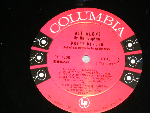 画像: POLLY BERGEN - ALL ALONE BY THE TELEPHONE (  Ex++/Ex+++ ) / 1959 US ORIGINAL 6 EYE'S LABEL MONO Used LP 