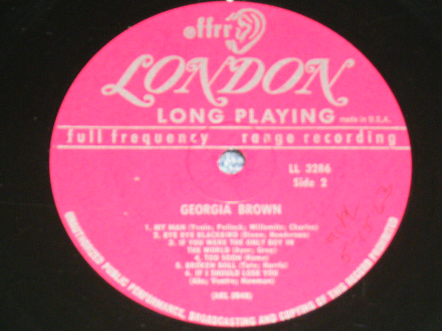 画像: GEORGIA BROWN - GEORGIA BROWN / 1963 US AMERICA ORIGINAL  MONO Used  LP 