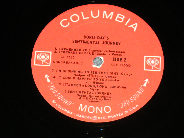 画像: DORIS DAY - SENTIMENTAL JOURNEY ( VG+++/Ex+ )   / 1965 US AMERICA ORIGINAL 360 SOUND Label Mono Used LP