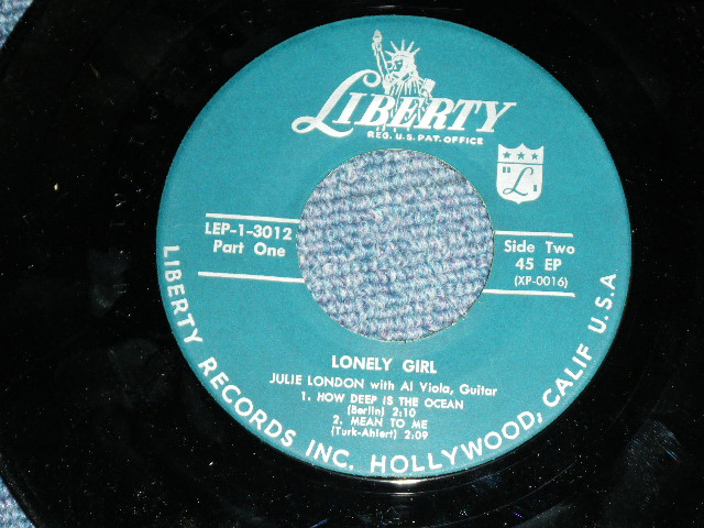 画像: JULIE LONDON - LONELY GIRL (Ex+/Ex+ ) / 1956 US ORIGINAL MONO 45rpm EP