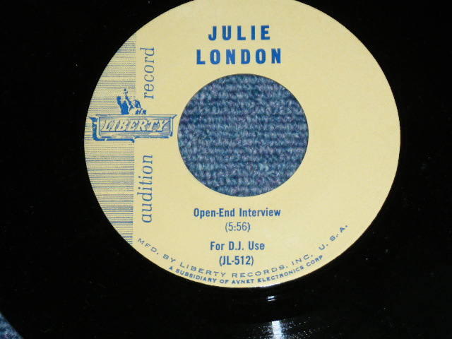 画像: JULIE LONDON - OPEN-END INTERVIEW ( LIBERTY RECORDS JULIE LONDON INTERVIEW ) / US ORIGINAL RADIO PROMOTIONAL USE Only 7"45 Single With MAILING SLEEVE & QUE SHEETS 