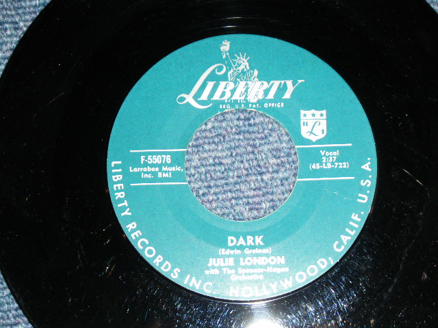 画像: JULIE LONDON - DARK / 1957 US AMERICA ORIGINAL Used 7"45 Single With PICTURE SLEEVE
