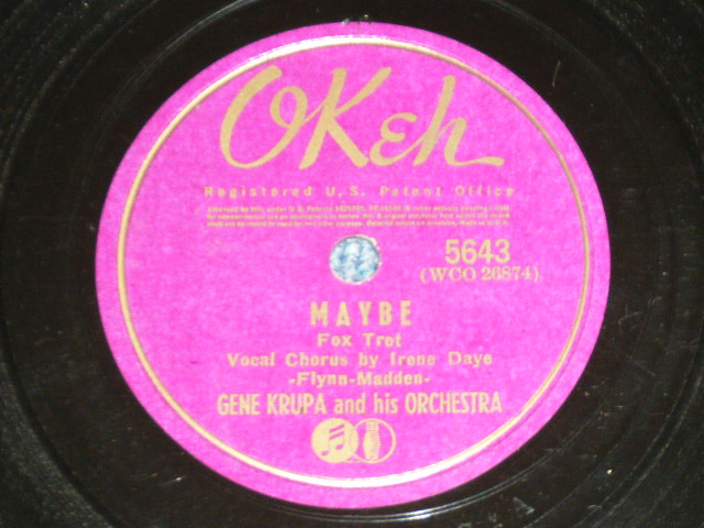 画像1: GENE KRUPA and His ORCHESTRA with Vocal IRENE DAYE & HOWARD DU LANY - MAYBE  / US ORIGINAL Used 78rpm SP 