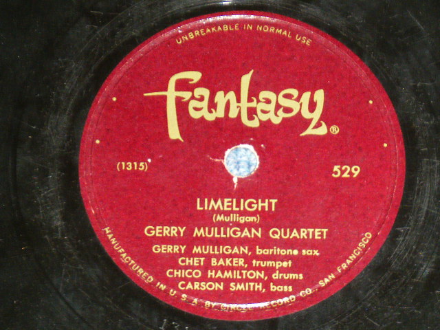 画像: GERRY MULLIGAN QUARTET ( CHET BAKER,CHICO HAMILTON,CARSON SMITH )  - MOONLIGHT IN VERMONT / US ORIGINAL Used 78rpm SP 