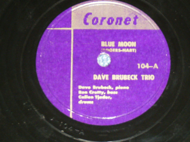 画像1: The DAVE BRUBECK TRIO - BLUE MOON   / US ORIGINAL Used 78rpm SP 