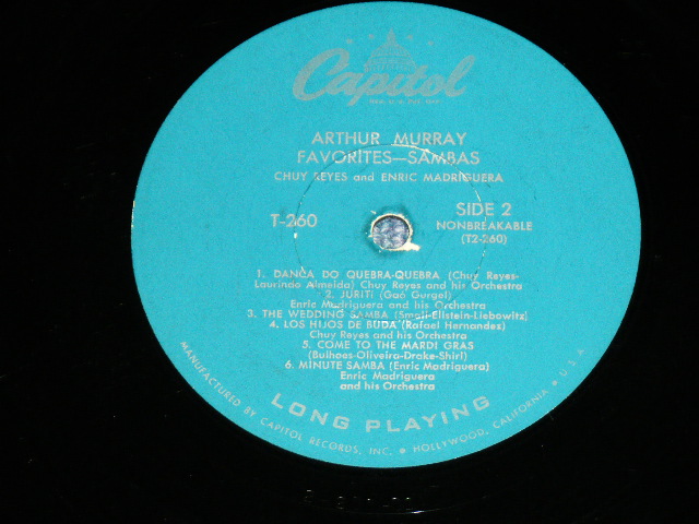 画像: CHUY REYES and his ORCHESTRA & ENRIC MADRIGUERA and his ORCHESTRA - ARTHUR MURRAY FAVORITES-SAMBA   ( Ex++/Ex++ )  / 1950's US AMERICA ORIGINAL MONO Used  LP 