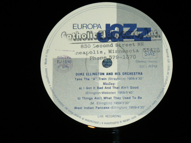 画像: DUKE ELLINGTON +JOHNNY HODGES +COOTIE WILLIAMS +CAT ANDERSON -  EUROPA JAZZ( VG+++/Ex++ ) / 1981 ITALY ITALIA ORIGINAL Used LP 