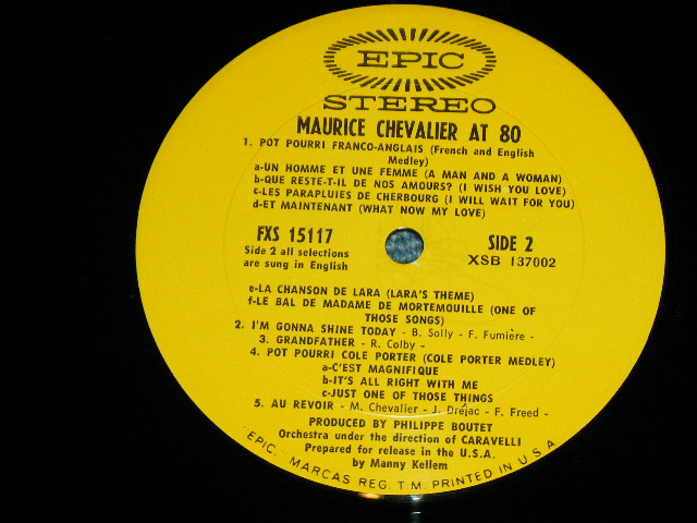 画像: MAURICE CHEVALIER - AT 80  / 1968 US AMERICA ORIGINAL Stereo Used LP  
