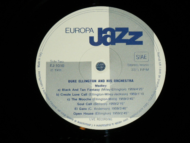画像: DUKE ELLINGTON +JOHNNY HODGES +COOTIE WILLIAMS +CAT ANDERSON -  EUROPA JAZZ( VG+++/Ex++ ) / 1981 ITALY ITALIA ORIGINAL Used LP 