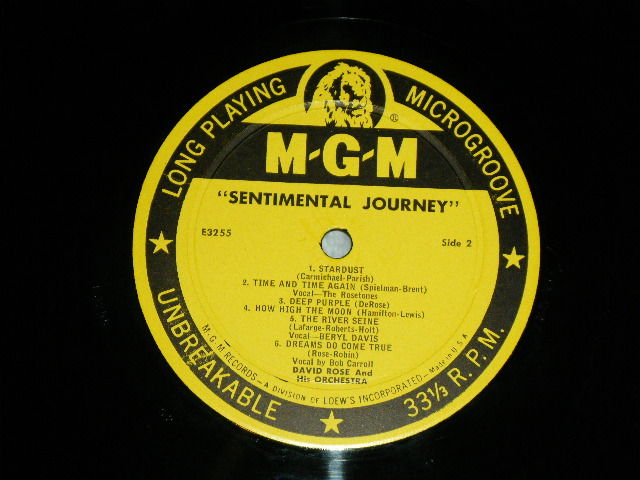 画像: DAVID ROSE and His Orchestra - SENTIMENTAL JOURNEY (Ex+++/Ex++ )  / 1955 US AMERICA ORIGINAL "YELLOW LABEL" MONO Used LP