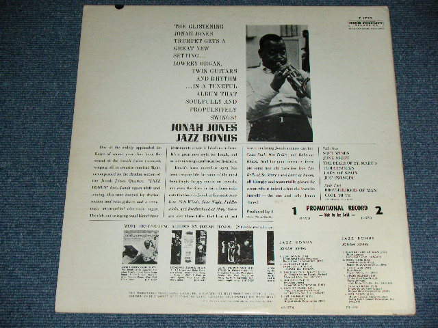 画像: JONAH JONES - JAZZ BONUS ( Ex+/Ex+++) /  1962 US AMERICA ORIGINAL"PROMO SEAL ON Back Cover"  MONO Used  LP  