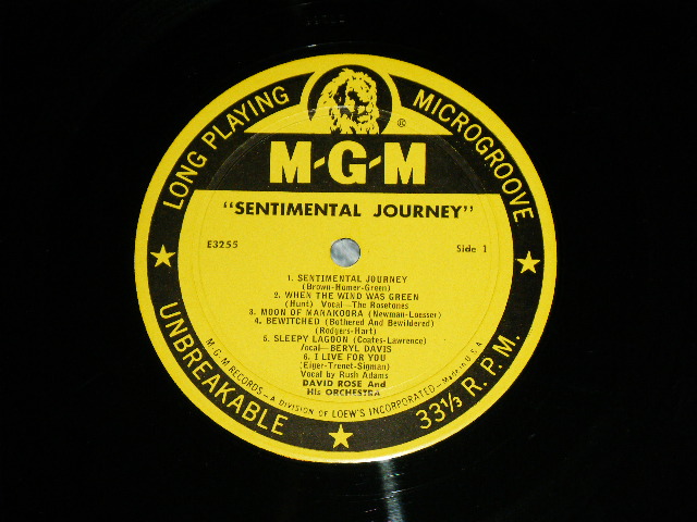 画像: DAVID ROSE and His Orchestra - SENTIMENTAL JOURNEY (Ex+++/Ex++ )  / 1955 US AMERICA ORIGINAL "YELLOW LABEL" MONO Used LP