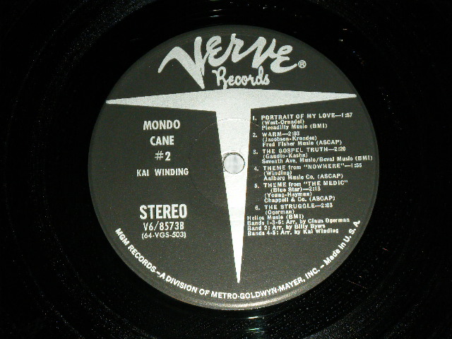 画像: KAI WINDING - MONDO CANE #2 ( Ex+++/MINT- ) / 1964 US AMERICA  ORIGINAL STEREO Used LP  