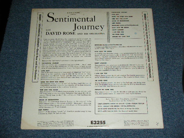 画像: DAVID ROSE and His Orchestra - SENTIMENTAL JOURNEY (Ex+++/Ex++ )  / 1955 US AMERICA ORIGINAL "YELLOW LABEL" MONO Used LP