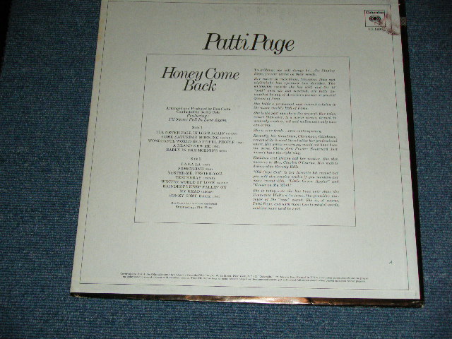 画像: PATTI PAGE - HONEY COME NACK (Ex-/Ex++,Ex+++ )   / 1970 US ORIGINAL 2nd Press Label Used  LP 