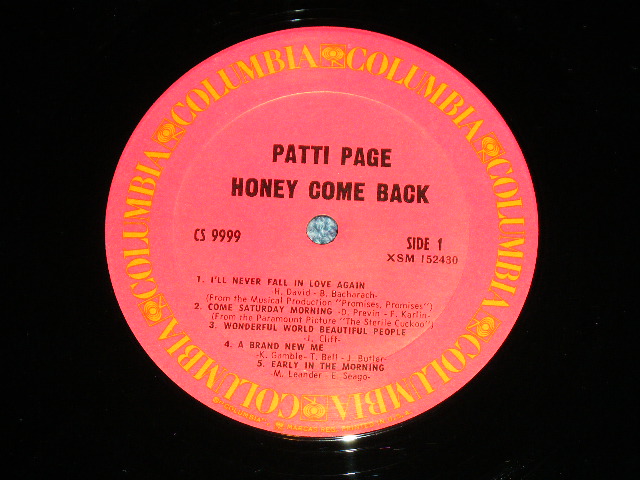 画像: PATTI PAGE - HONEY COME NACK (Ex-/Ex++,Ex+++ )   / 1970 US ORIGINAL 2nd Press Label Used  LP 
