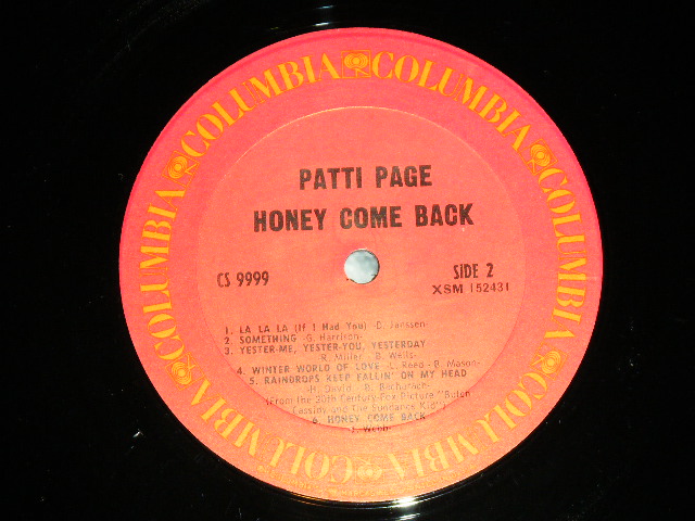画像: PATTI PAGE - HONEY COME NACK (Ex-/Ex++,Ex+++ )   / 1970 US ORIGINAL 2nd Press Label Used  LP 