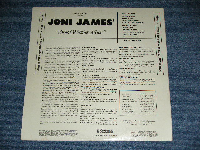 画像: JONI JAMES -  AWARD WINNING ALBUM ( Ex/Ex ) / 1960 US AMERICA 2nd Press "BLACK Label"  MONO