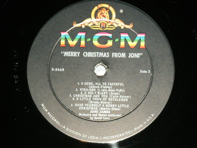 画像: JONI JAMES - MERRY CHRISTMAS FROM JONI   ( Ex++/Ex++,A-6:VG+++ ) / 1960 US America 2nd Press BLACK LABEL MONO Used  LP