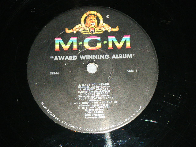 画像: JONI JAMES -  AWARD WINNING ALBUM ( Ex/Ex ) / 1960 US AMERICA 2nd Press "BLACK Label"  MONO
