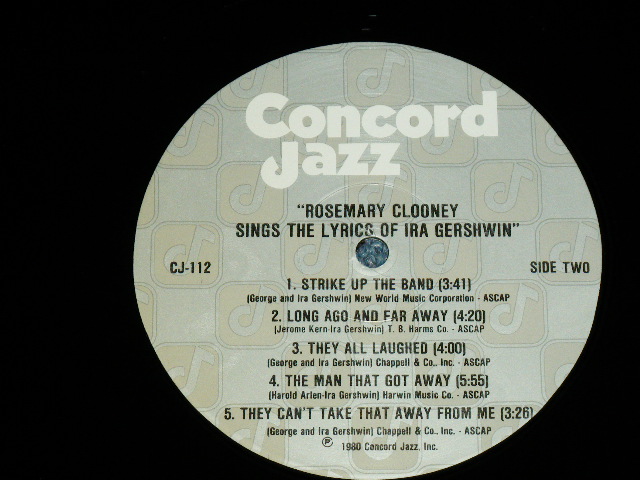 画像: ROSEMARY CLOONEY - SINGS THE LILICS OF IRA GERSHWIN ( Ex++/MINT- ) / 1980 US AMERICA ORIGINAL Used LP