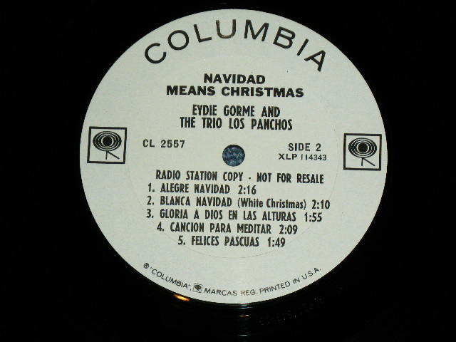 画像: EYDIE GORME - NAVIDAD MEANS CHRISTMAS ( Ex++/MINT- ) / 1966 US ORIGINAL'White Label PROMO' & "2 EYES Label "  MONO Used LP