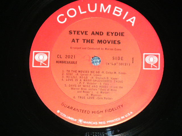 画像:  STEVE LAWRENCE and EYDIE GORME  - AT THE MOVIES  (Ex++/MINT-) / 1967 Version US AMERICA "PROMO" "360 SOUND in WHITELabel" MONO Used LP