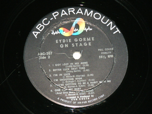 画像: EYDIE GORME - ON STAGE ( Ex+++,Ex+/Ex++ Looks:Ex ) / 1959 US AMERICA  ORIGINAL  MONO  LP