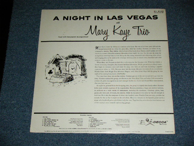 画像: The MARY KAYE TRIO ( Most Famous FEMALE GUITARIST )  - A NIGHT IN LAS VEGAS  / 1956 US ORIGINAL MONO LP