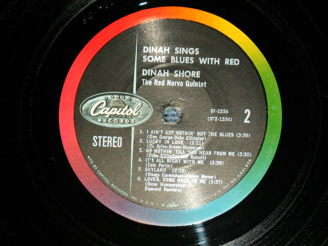 画像: DINAH SHORE with the RED NORVO Quintet - DINAH SINGS SOME BLUES WITH RED ( Ex+,Ex/Ex++,Looks:Ex+++) / 1960 US AMERICA ORIGINAL STEREO Used LP 