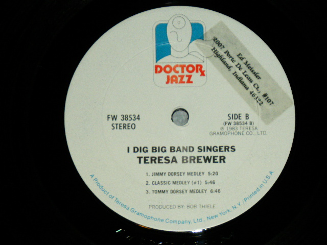 画像: TERESA BREWER - I DIG BIG BAND SINGERS   ( Ex++/MINT-) / 1983 US AMERICA ORIGINAL Used LP  