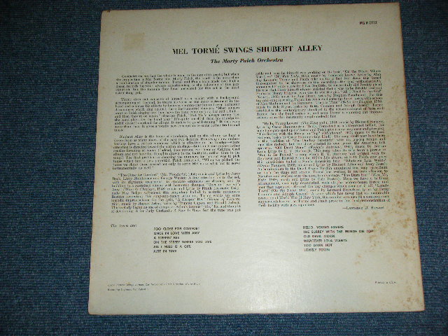 画像: MEL TORME - SWINGS SHUBERT ALLEY ( Ex/Ex++ ) /  1960 US AMERICA ORIGINAL MONO LP 