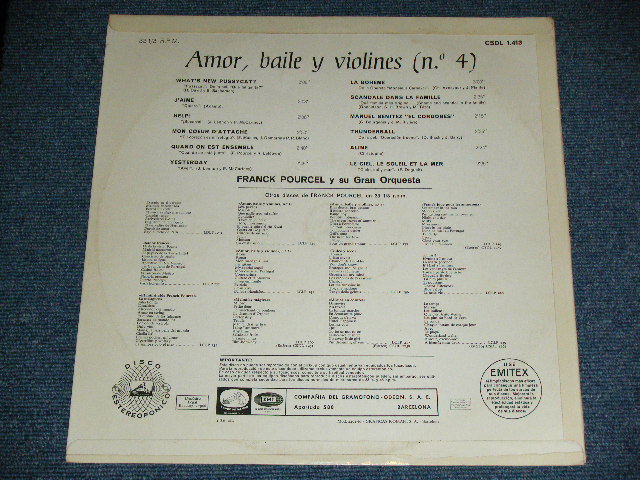 画像: FRANK POURCEL - AMOR, BAILEY VIOLINES NO.4 ( Ex++/Ex+++ ) / 1966 SPAIN  ORIGINAL Used  LP  