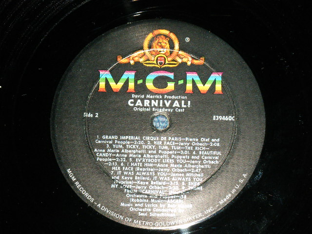 画像: Original Broadway Cast ( with ANNA MARIA ALBERGHETTI + JAMES MITCHELL + Others ) - David Merrick Presents CARNIVAL ( Ex+/Ex++ )  / 1961 US AMERICA ORIGINAL MONO Used LP 