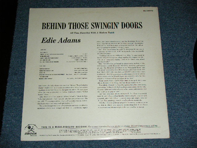 画像: EDIE ADAMS - BEHIND THOSE SWINGIN' DOOR ( Ex-,Ex+/Ex+++ )  / 1964 US ORIGINAL MONO LP 