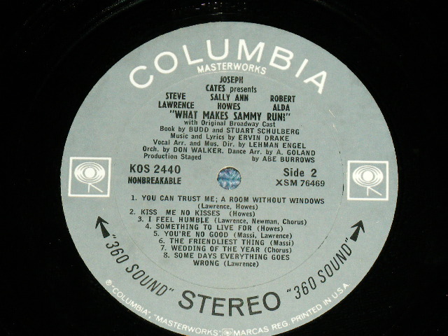 画像: Original Broadway Cast ( with STEVE LAWRENCE & SALLY ANN HOWES & ROBERT ALDA ) - WHAT MAKES SAMMY RUN?  / 1964 US AMERICA ORIGINAL 'With BOOKLET' + 'PROMO STAMP' & '360 SOUND Label"　STEREO  Used LP 
