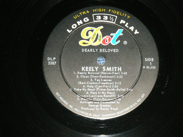 画像: KEELY SMITH -  DEARLY BELOVED( Ex- / Ex++ Looks; Ex+++ )  / 1961 US AMERICA ORIGINAL Mono  Used LP 