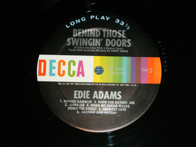 画像: EDIE ADAMS - BEHIND THOSE SWINGIN' DOOR ( Ex-,Ex+/Ex+++ )  / 1964 US ORIGINAL MONO LP 